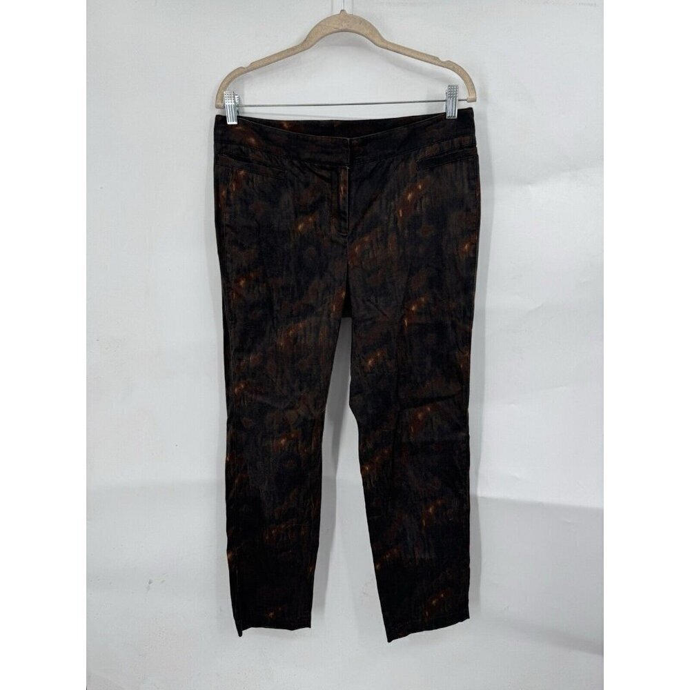 Worth New York Pant Women 8 Brown Straight Leg Retro‎ Splotchy Tie Dye Grunge